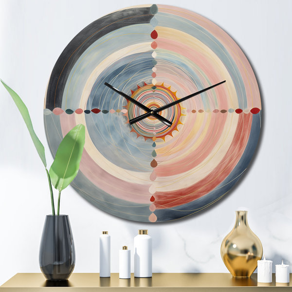 DesignArt Serendipity In Retro Pink Pastel Metal Wall Clock Wayfair